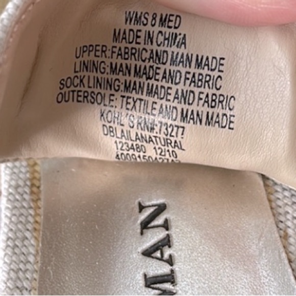 Women's Linen Fabric Heels Size 8 Open Toe Strappy Gold Buckles - Picture 4 of 4